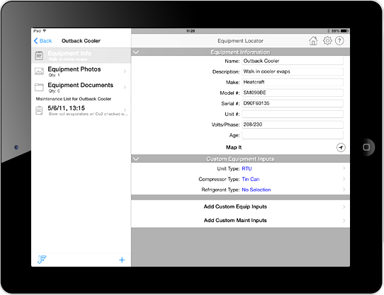 Share building and equipment details on your iPad